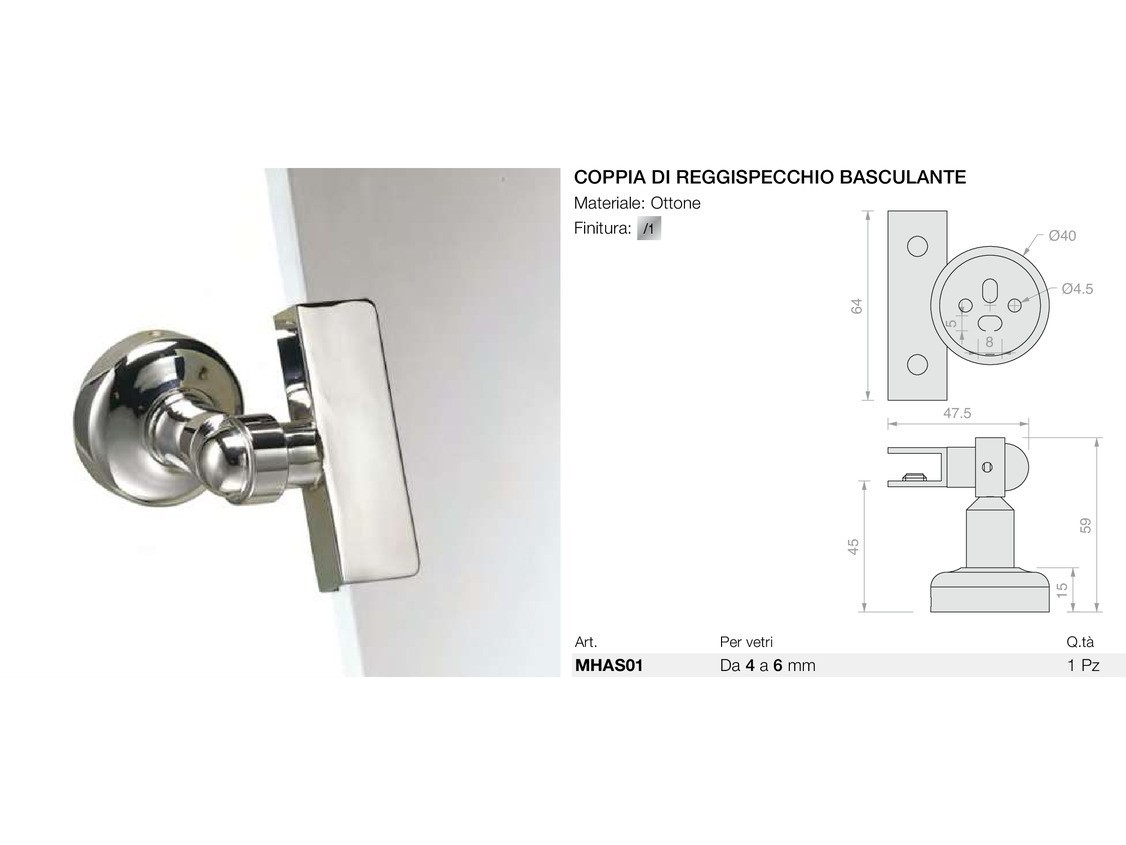 Coppia di reggispecchio basculante Logli Massimo Saint Gobain