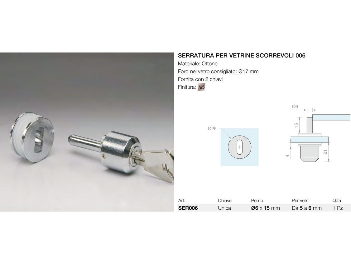 Serratura per vetrine scorrevoli 006 Logli Massimo Saint Gobain