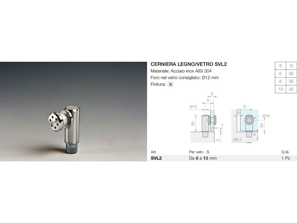 Cerniera legno/vetro svl2 Logli Massimo Saint Gobain