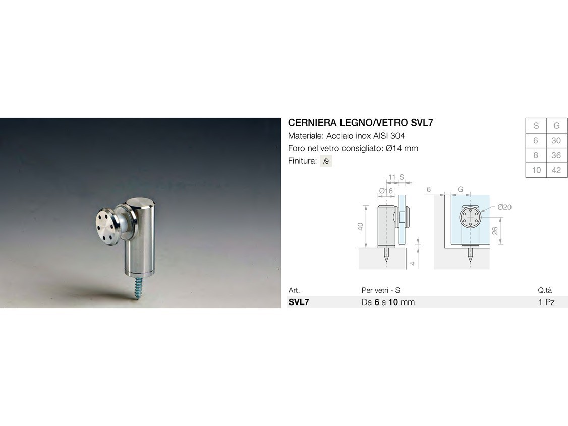 Cerniera legno/vetro svl7 Logli Massimo Saint Gobain