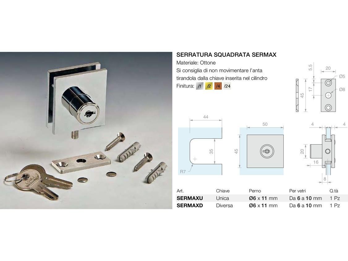 Serratura squadrata sermax Logli Massimo Saint Gobain