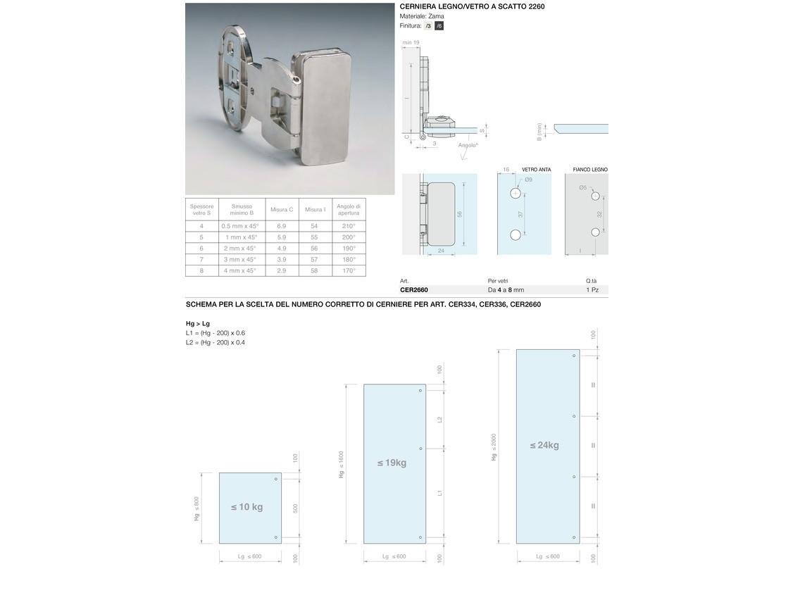 Cerniera legno/vetro a scatto 2260 Logli Massimo Saint Gobain