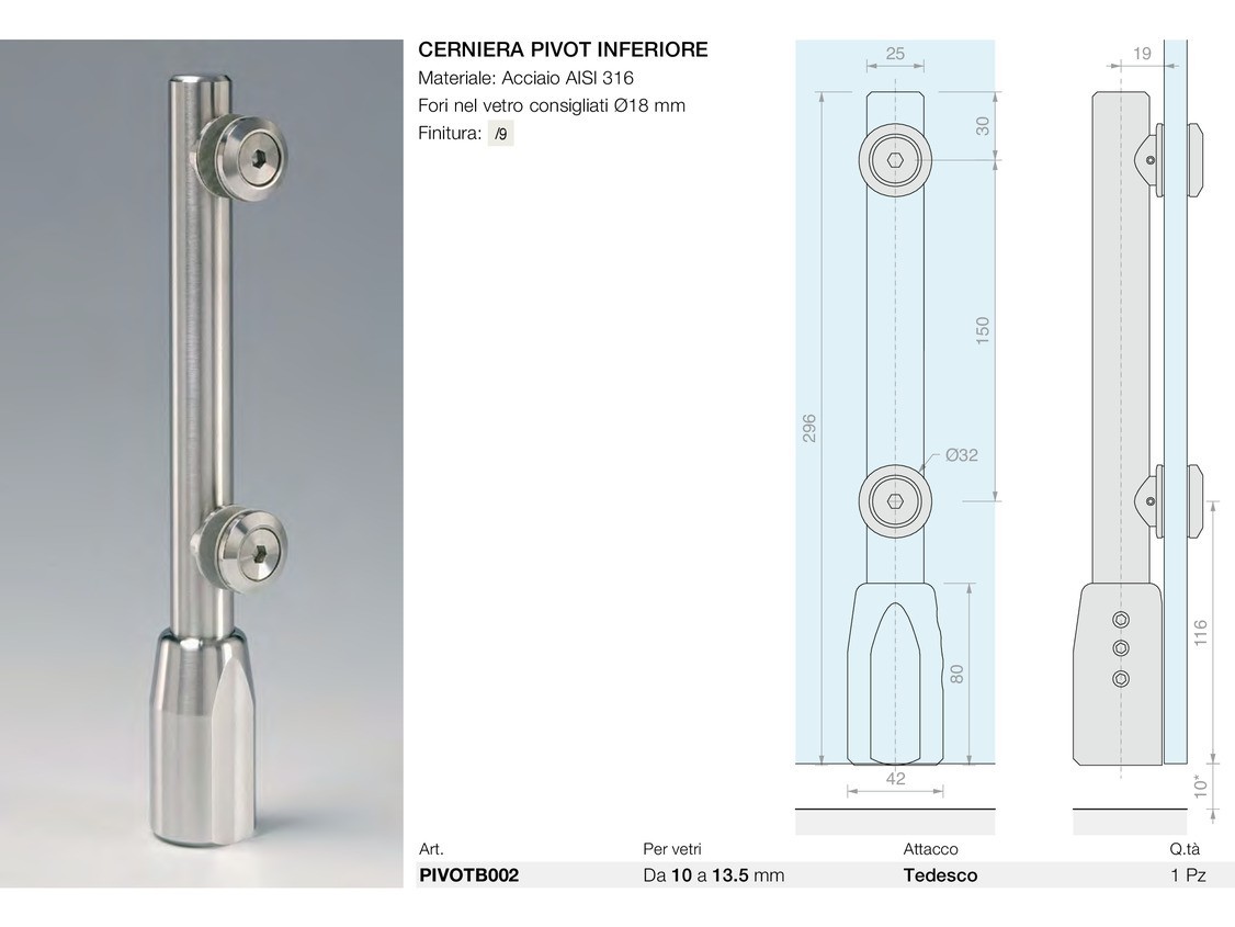 Cerniera pivot inferiore Logli Massimo Saint Gobain