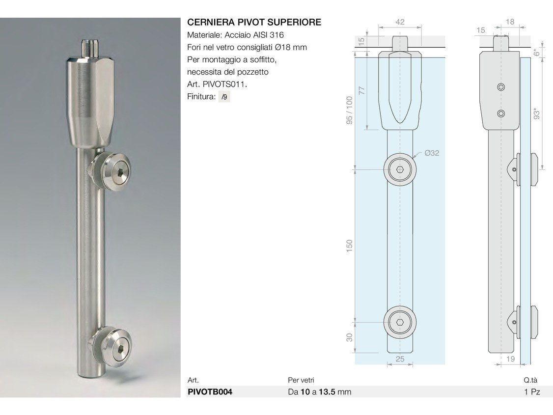 Cerniera pivot superiore Logli Massimo Saint Gobain