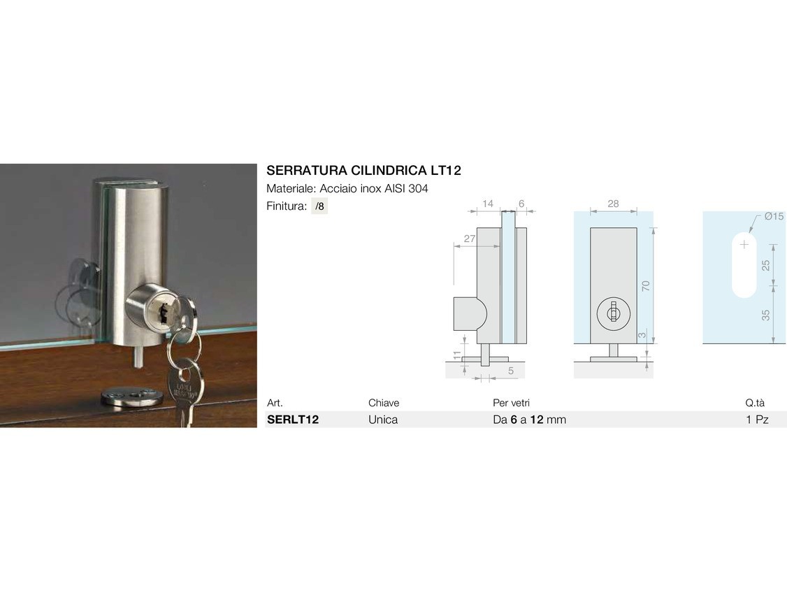 Serratura cilindrica lt12 Logli Massimo Saint Gobain