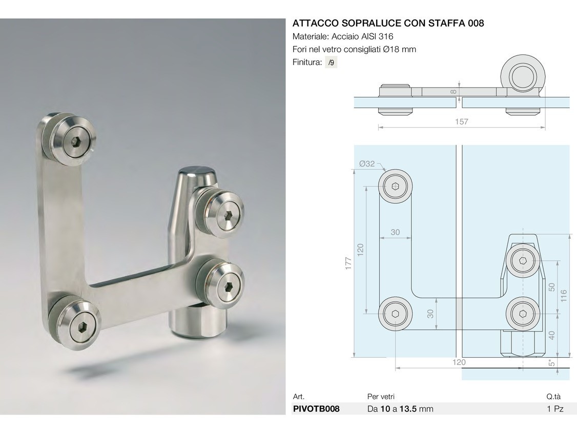 Attacco sopraluce con staffa 008 Logli Massimo Saint Gobain