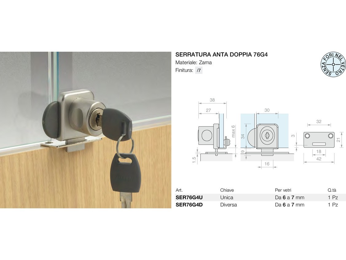 Serratura anta doppia 76g4 Logli Massimo Saint Gobain