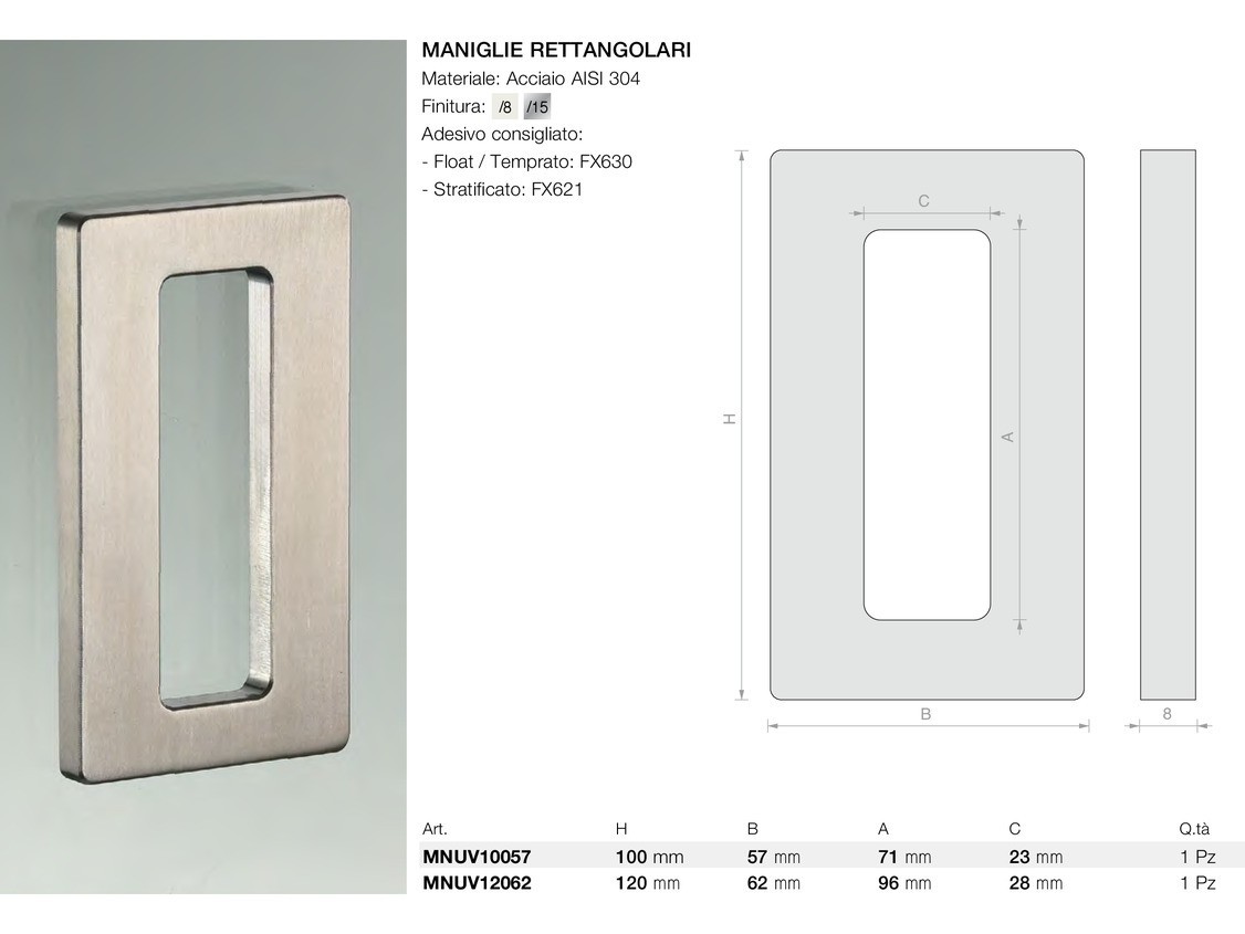 Maniglie rettangolari Logli Massimo Saint Gobain